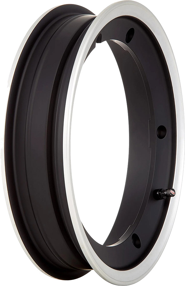 Cerchio Tubeless 2.0 2.10x10 - Nero opaco con bordo lucido - Piaggio 50 125 150 200 Vespa Special PX PK LML - CI1083
